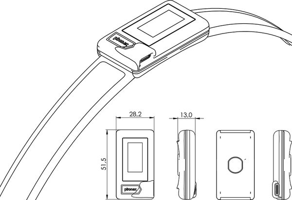 Heat measurement device for medical technology Heat measurement device on the wrist, technical sketch