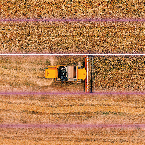 Conservation of resources through GPS tracking Aerial view of field